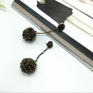 BLACK & GOLD SEED BEAD DROP EARRINGS